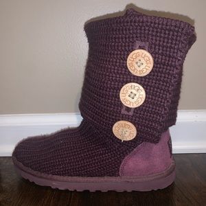 Purple knit “Classic Cardy” Uggs